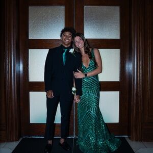 Jovani Green V Neck Long Fitted Prom Dress 59762